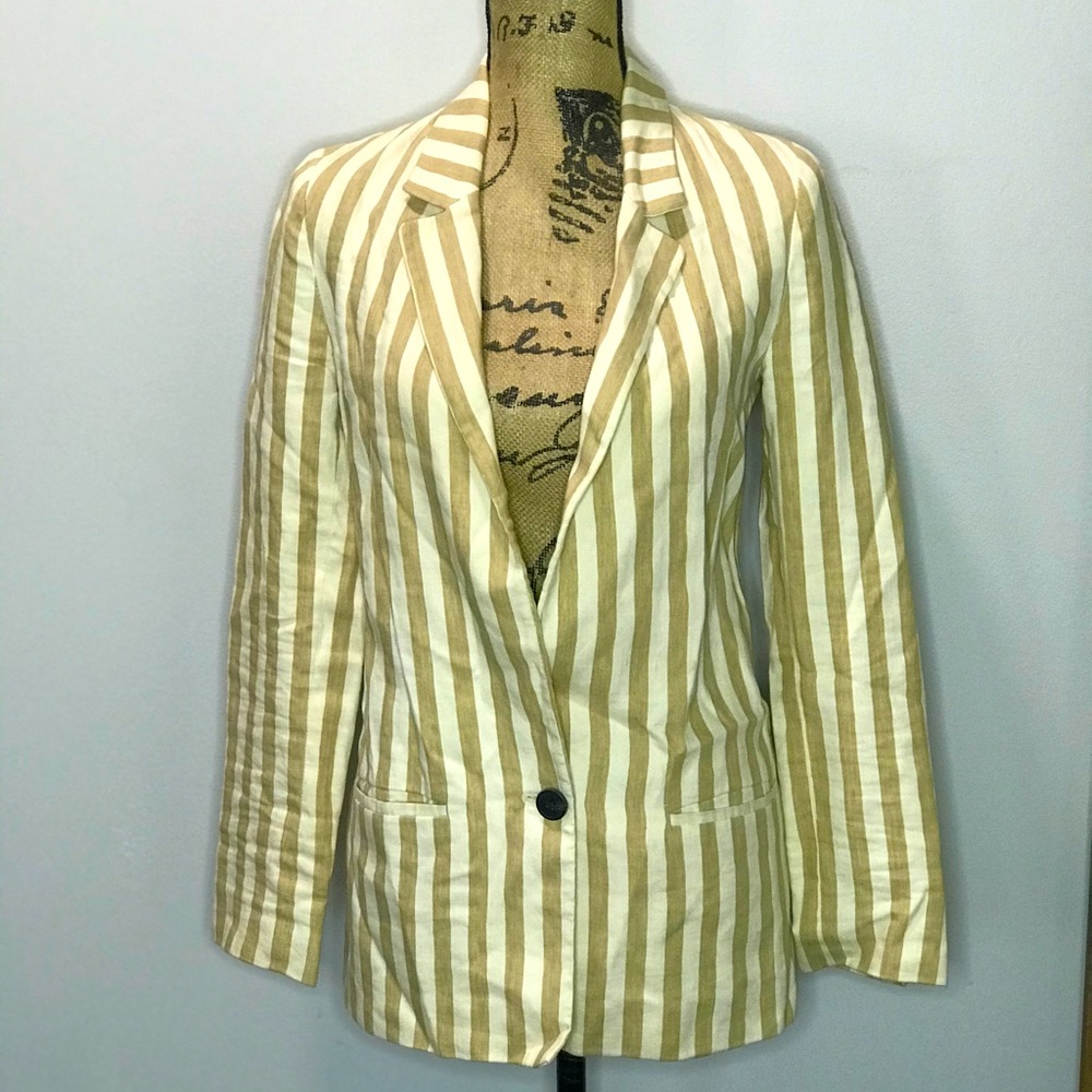 Khaki and Cream striped “Zara” linen blazer